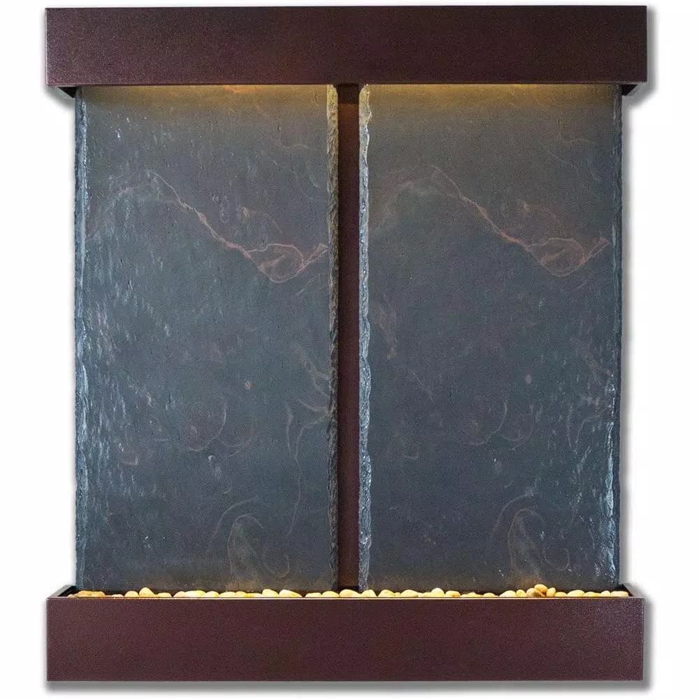 Water Wonders Nojoqui Falls Double Panel Lightweight Slate Wall Fountain with Copper Vein Trim