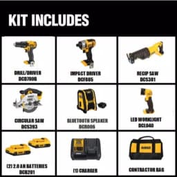 DEWALT 20V MAX Cordless 6-Tool Combo Kit with (2) 2.0 Ah Batteries & Charger thumbnail 2