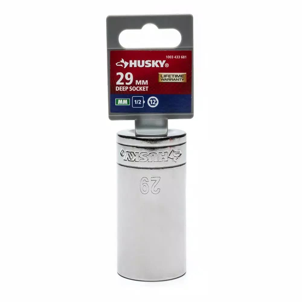 Husky 1/2 in. Drive 12-Point Deep Metric Socket, 29mm