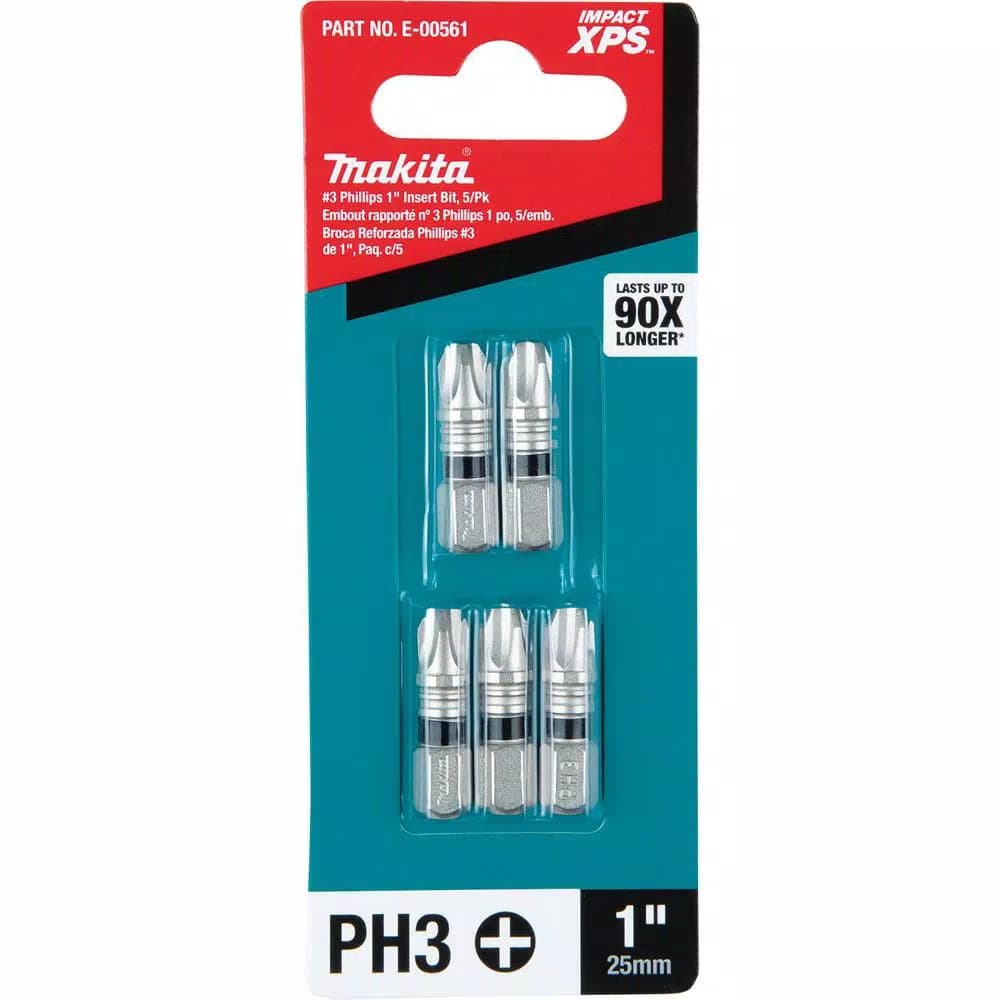 Makita ImpactXPS #3 Phillips 1 in. Insert Bits, 5-Pack