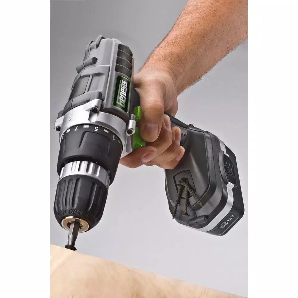 Genesis GCD18BK 18V Cordless Drill Driver Kit with 13-Piece Bit Set and Carrying Case