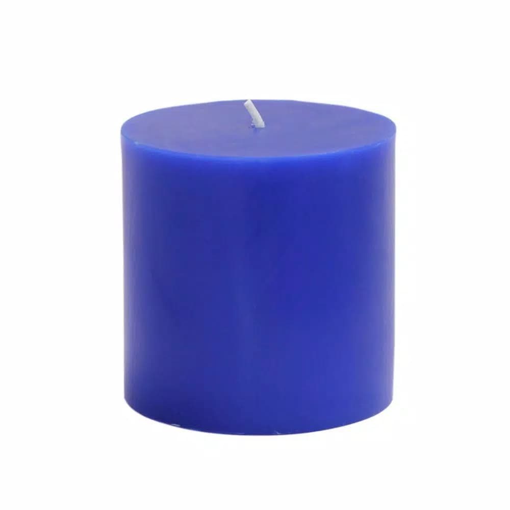 Zest Candle Blue Pillar Candles Bulk 12-Case Set, 3 in. x 3 in. Paraffin Wax