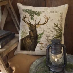 Heritage Lace Lodge Hollow Natural Elk Animal Print Rustic Throw Pillow, 18 x 18 in. thumbnail 2