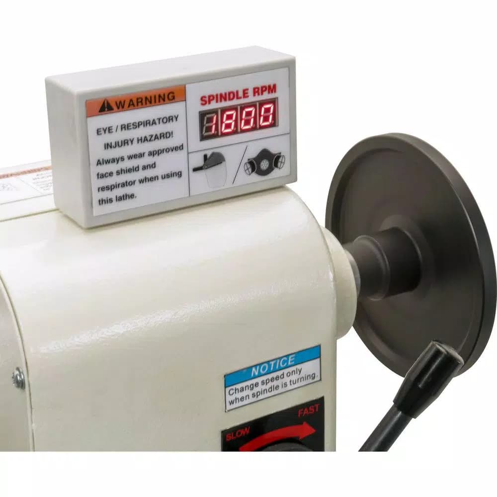 Shop Fox 16 in. x 46 in. 2 HP Wood Lathe with Stand and Digital Tachometer, 110-Volt