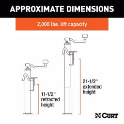 CURT Swivel Bracket-Mount Trailer Jack with Top Handle, 2,000 lbs. Capacity, 10 in. Travel thumbnail 2