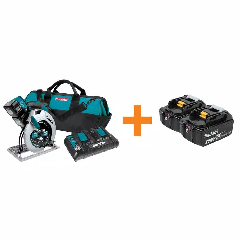 Makita 36V (18V x2) 7-1/4 in. Cordless Circular Saw Kit with 2 5.0 Ah Batteries and Charger
