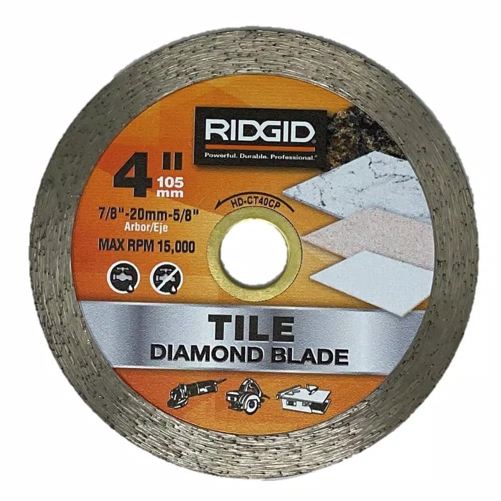RIDGID 4 in. Continuous Rim Diamond Blade for Tile, Marble, and Granite