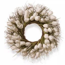National Tree Company 24 in. White Tulip Wreath with Green Stems and Bristle Branch Base thumbnail 1