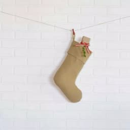 VHC Brands 15 in. Natural Cotton Burlap Christmas Stocking - Farmhouse Holiday Decor thumbnail 2
