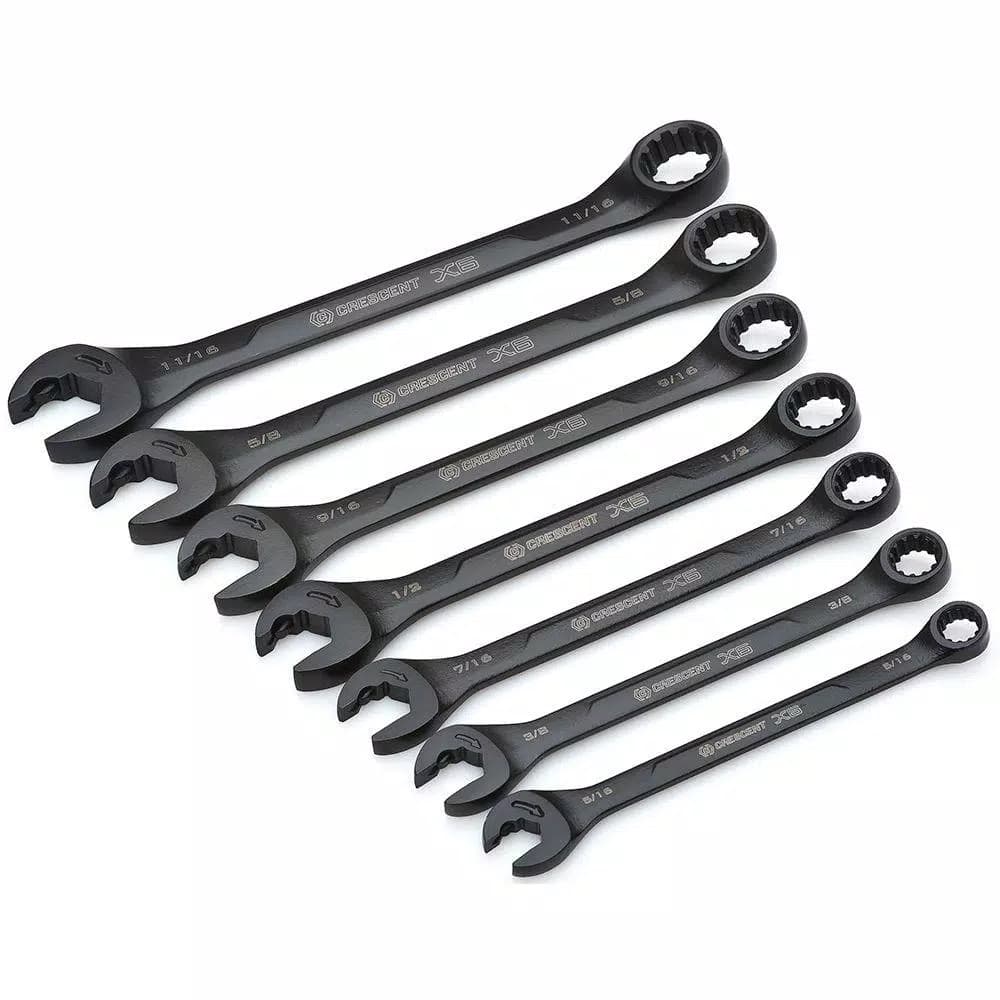 Crescent 7-Piece SAE Combination Wrench Set with Ratcheting Open End and X6 Box End