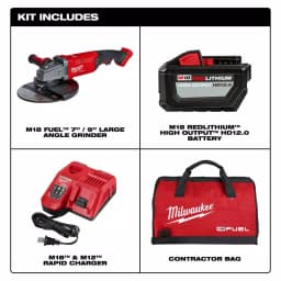 Milwaukee M18 FUEL 7/9 in. Brushless Cordless Large Angle Grinder Kit with 12.0 Ah Battery & Rapid Charger thumbnail 2