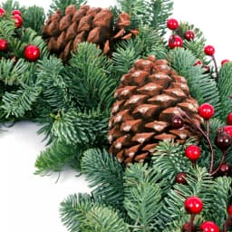VAN ZYVERDEN 24 in. Live Fresh Cut Pacific Northwest Noble Fir Christmas Wreath with Berries and Pinecones thumbnail 4
