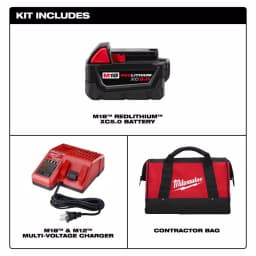 Milwaukee M18 REDLITHIUM XC5.0 18V Lithium-Ion Battery and Charger Starter Kit with Tool Bag thumbnail 2