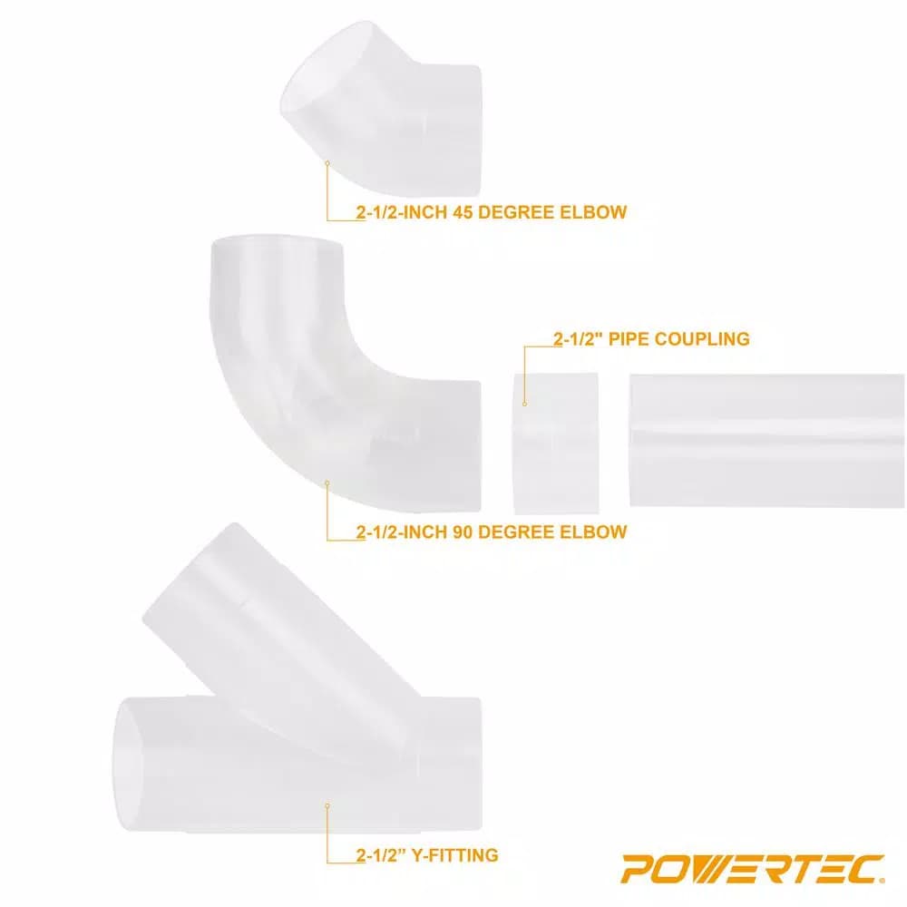 POWERTEC 2-1/2 in. x 36 in. Clear Rigid PVC Dust Collection Pipe