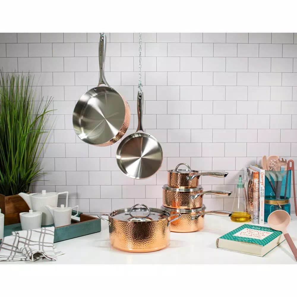 BergHOFF Vintage Collection 10-Piece Hammered Copper Stainless Steel Cookware Set