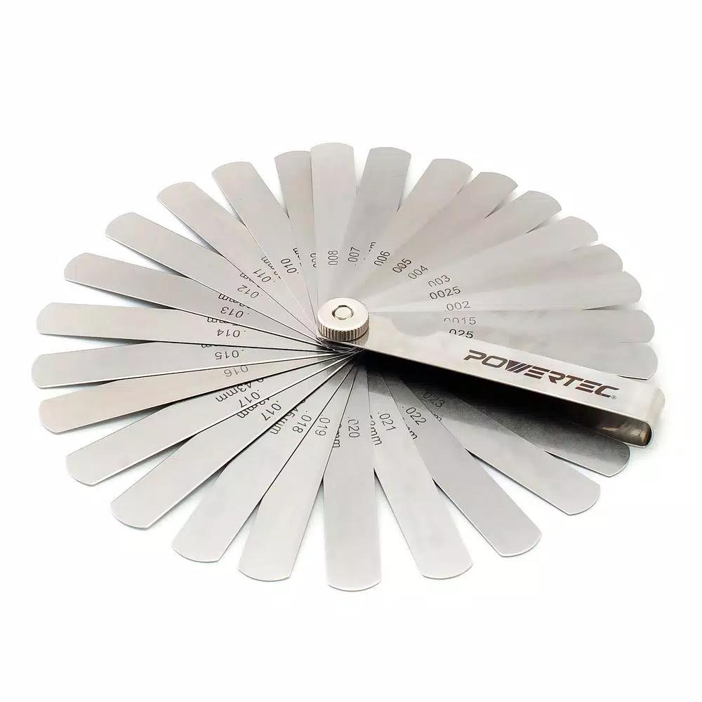 POWERTEC 26-Blade Feeler Gauge Set, 0.0015-0.025 in. Dual Marked Imperial and Metric