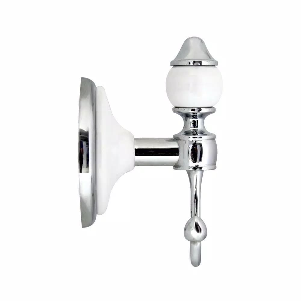 MODONA ARORA Double Robe and Towel Hook - White Porcelain and Polished Chrome