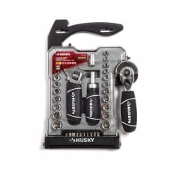 Husky 46-Piece Stubby Ratchet and Socket Set with 1/4 in. and 3/8 in. Dual Drive Ratchet thumbnail 3