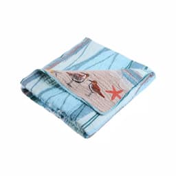 Greenland Home Fashions Maui Multicolored Quilted Cotton Throw, Coastal Beach and Nautical Reversible Design thumbnail 2