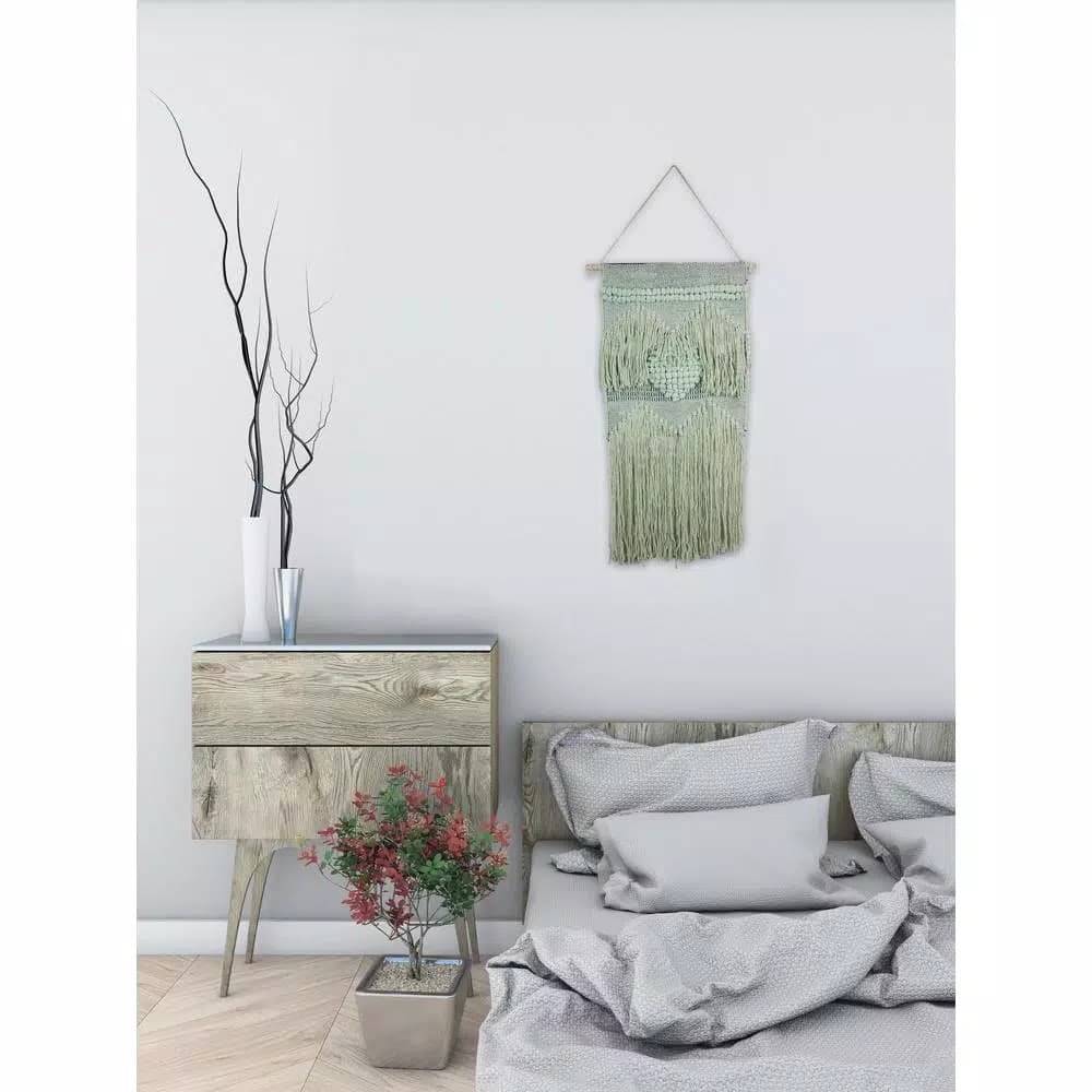 Unbranded Marmont Hill Green Heart Macrame Wall Tapestry - Hand Woven Cotton Wall Hanging