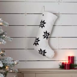 VHC Brands Emmie Farmhouse Christmas Decor 20 in. Black and White Check Cotton Patch Stocking thumbnail 3