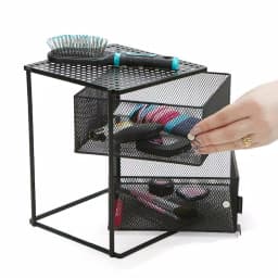 Mind Reader Rotating 2-Tier All-Purpose Organizer Shelf with Magnetic Baskets and Top Shelf, Black thumbnail 2