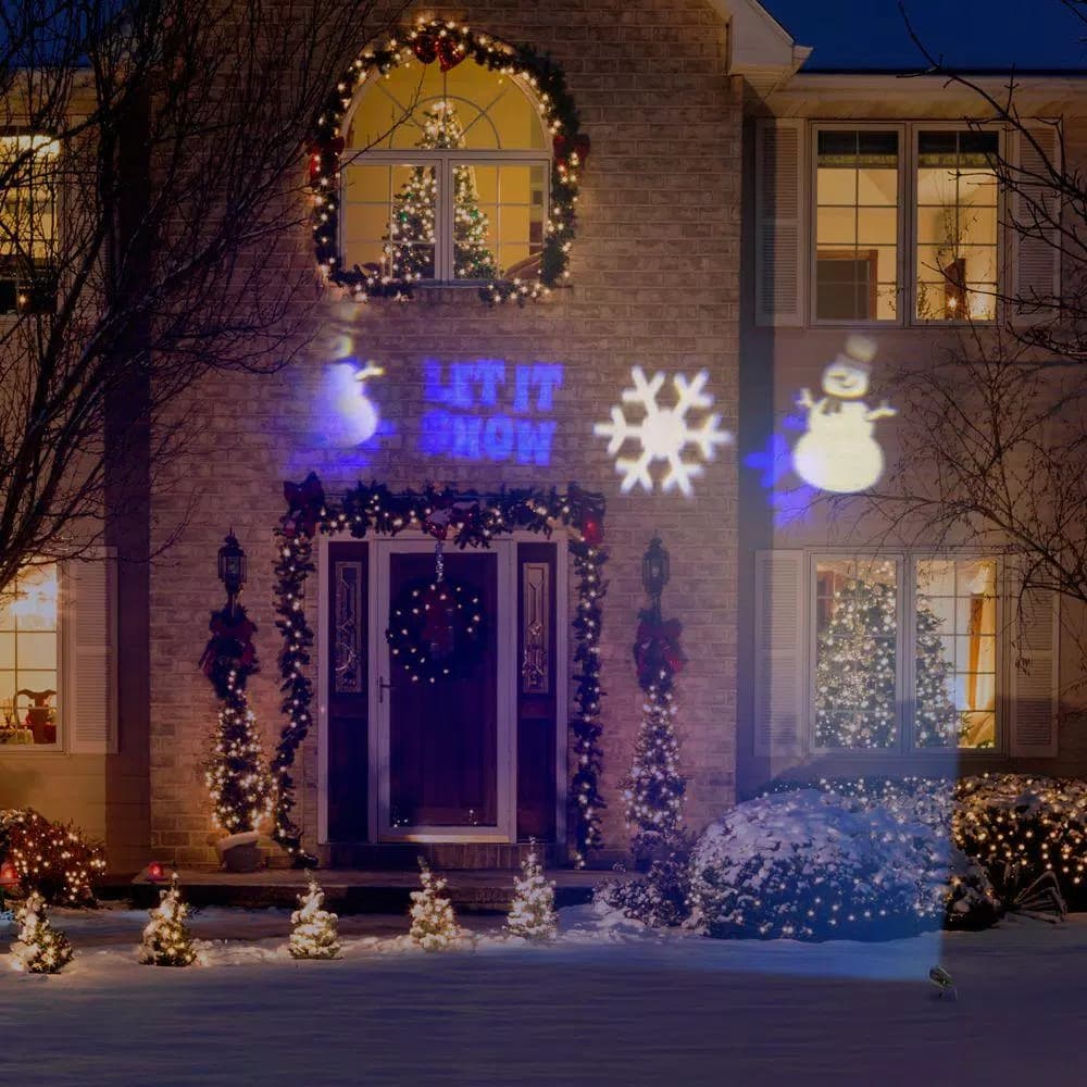 LightShow Whirl-a-Motion Snowman LED Projection Stake Light Set