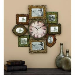 LITTON LANE 25 in. Metal Victorian Photo Frame Montage and Wall Clock with 8 Frames thumbnail 10