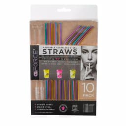 Unbranded Gforce Rainbow Stainless Steel Reusable Straw Set, 10-Pack with Cleaning Brushes thumbnail 4