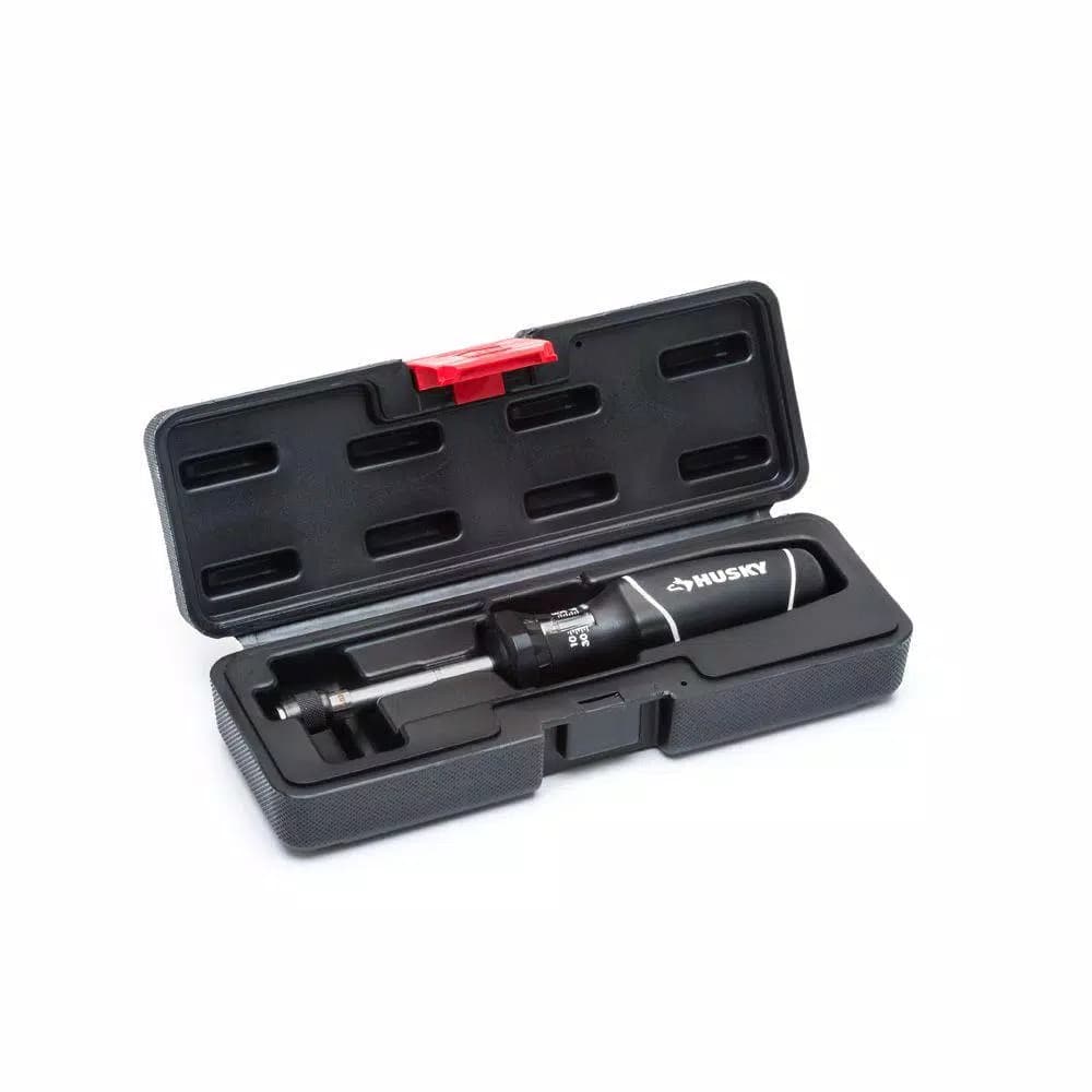 Husky 1/4 in. Hex Torque Screwdriver, 8-40 in-lbs, with Hard Plastic Storage Case