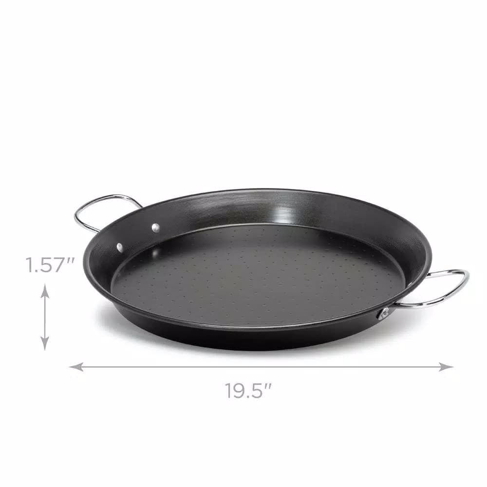 Ecolution Sol 20 in. Carbon Steel Nonstick Paella and Grill Pan, Black