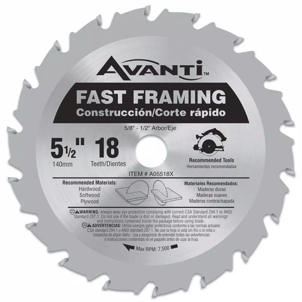 Avanti 5-1/2 in. 18-Teeth Fast Finish Carbide Circular Saw Blade