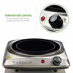 Ovente 1000W Single Hot Plate Electric Infrared Glass Cooktop Burner, 7 in., Silver thumbnail 3