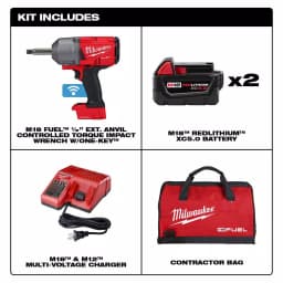 Milwaukee M18 FUEL 1/2 in. Impact Wrench with ONE-KEY, Extended Anvil Kit with 2 Batteries thumbnail 2