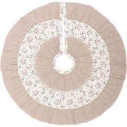 VHC Brands 21 in. Carol Khaki Tan & Winter Floral Ruffled Farmhouse Christmas Tree Skirt thumbnail 1
