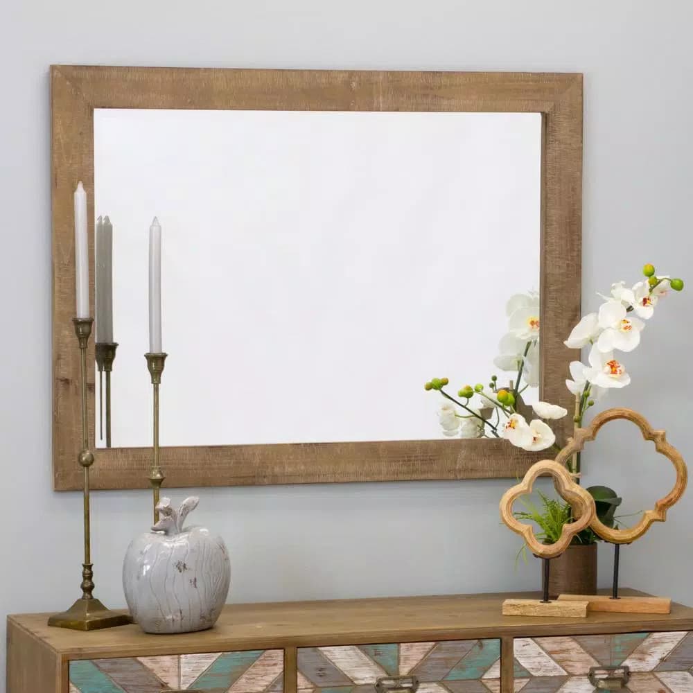 Aspire Home Accents Pueblo Beveled Glass Wall Mirror with 3 in. Solid Wood Frame, 40 x 30 in.