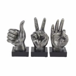 LITTON LANE Modern Reflections Hand Sign Polystone Sculpture Set, Silver Distressed Finish (Set of 3) thumbnail 2