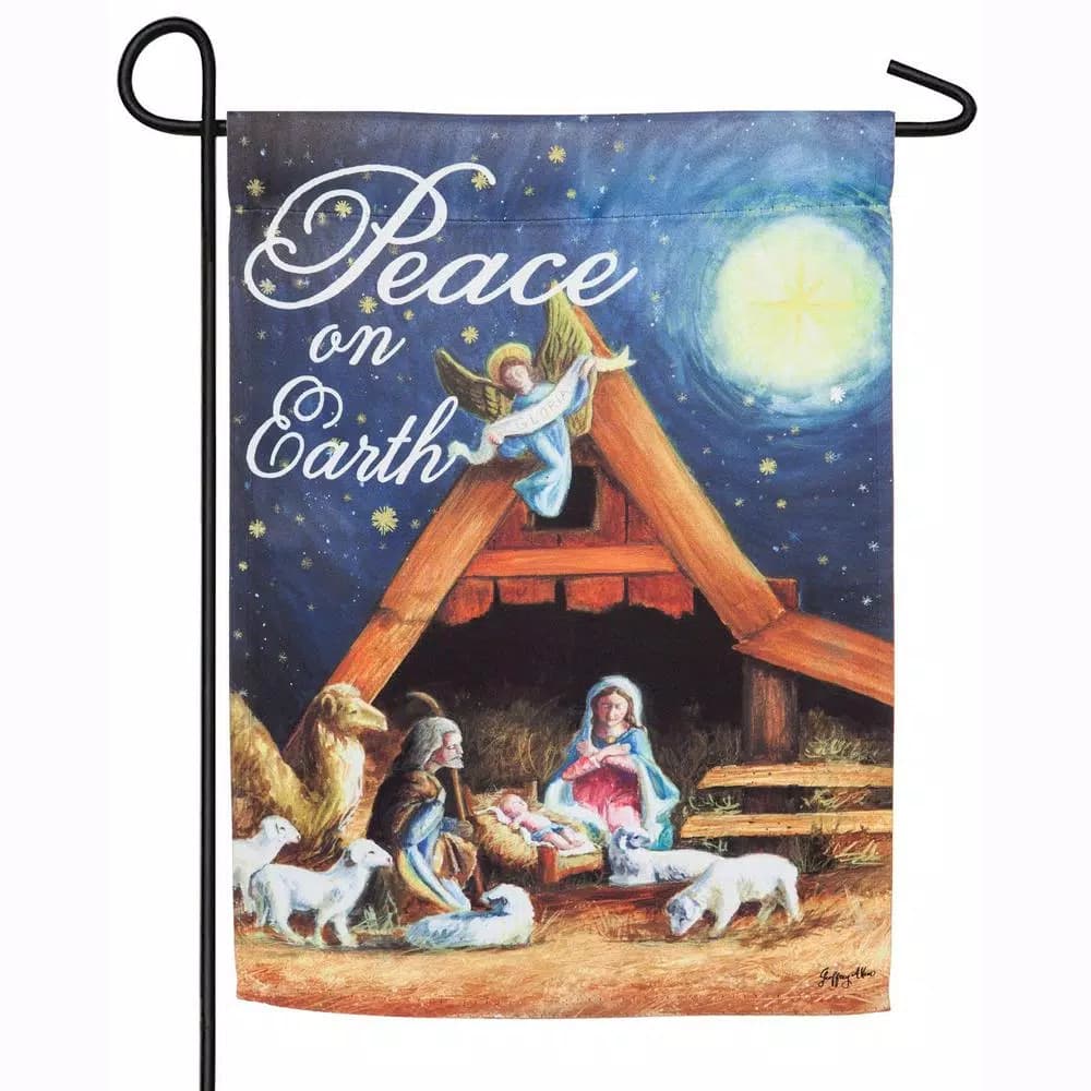 Evergreen Christmas Nativity Manger Garden Flag, 12.5 x 18 in. Double-Sided Indoor/Outdoor Decor