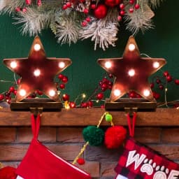 Glitzhome Marquee LED Star Stocking Holder Set of 2 - Metal Holiday Decor thumbnail 8
