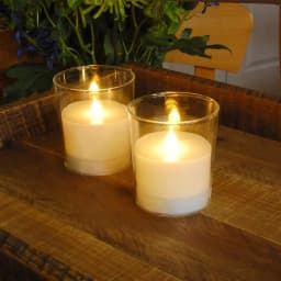 LUMABASE Multi-Function Battery Operated LED Candles with Frosted Glass and Remote Control, 2-Count thumbnail 2