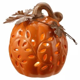 National Tree Company 6 in. Lighted Ceramic Pumpkin Decor with Warm White LED Lights thumbnail 2
