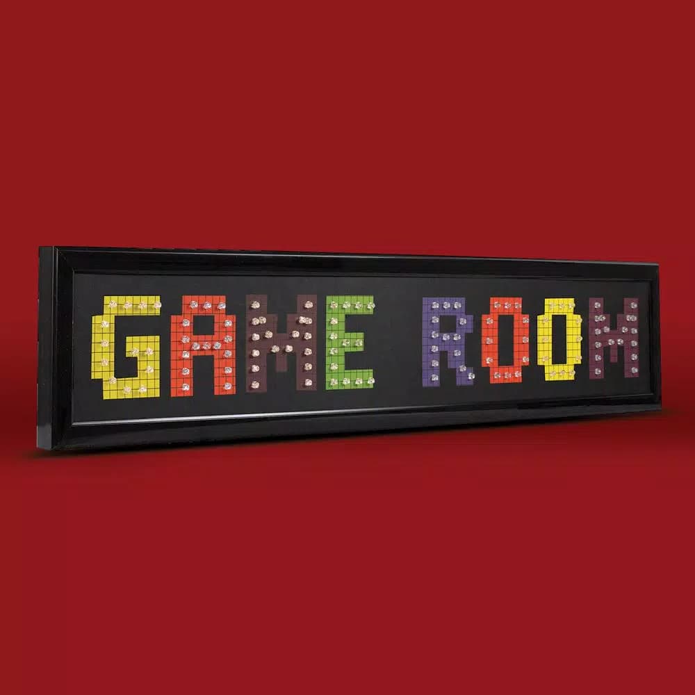 Crystal Art Gallery Game Room Framed LED Sign - Retro 8-Bit Arcade Style Wall Decor