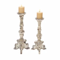 LITTON LANE White Wood and Iron 4-Footed Candle Holder Set of 2, Rustic Farmhouse Decor thumbnail 1