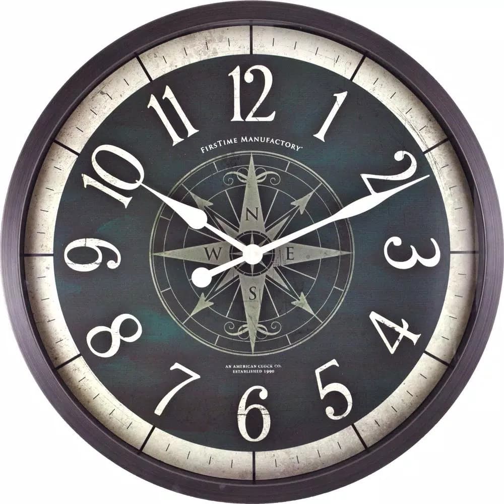FirsTime 24 in. Compass Rose Wall Clock - Oil Rubbed Bronze Industrial Decor