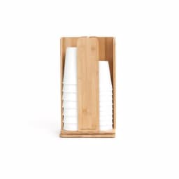 Mind Reader Bamboo 360° Rotating Cup and Lid Holder, 4-Compartment Organizer thumbnail 1