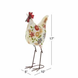 LITTON LANE 17 in. Farmhouse Floral Pattern Iron Rooster Garden Sculpture with Distressed Finish thumbnail 6