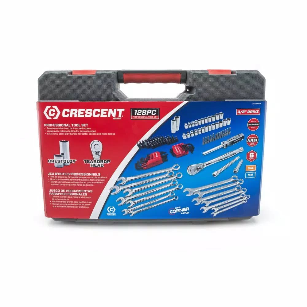 Crescent 128-Piece 3/8 in. Drive SAE/Metric Mechanics Tool Set with Blow-Molded Case