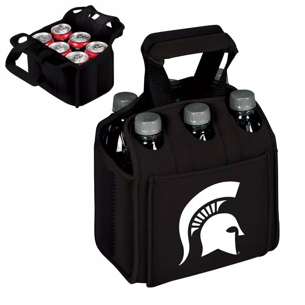 Picnic Time Michigan State University Spartans 6-Bottle Insulated Neoprene Beverage Carrier, Black