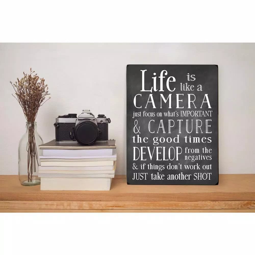 Unbranded Nancy Anderson "Life Is Like A Camera" 9 x 12 in. Wood Wall Art Sign