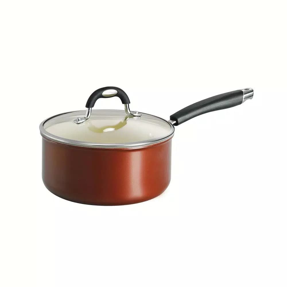 Tramontina Gourmet Ceramica Deluxe 3 Qt. Aluminum Ceramic Nonstick Sauce Pan with Glass Lid, Copper